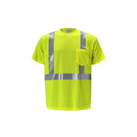 2W INTERNATIONAL High Viz Short Sleeve Birdseye T Shirt, Medium, Lime, Class 2 TB105C-2 M